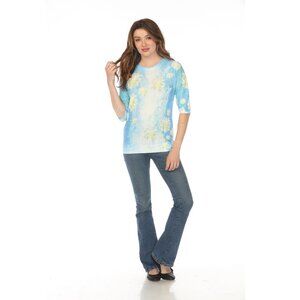 Blue Daisy Mesh Floral Top